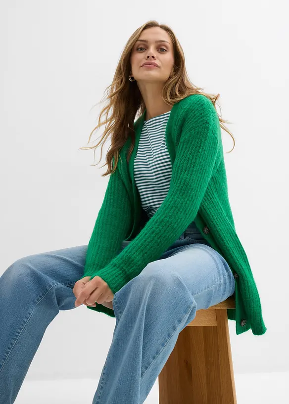 Cardigan in filato grosso di misto lana morbido, bonprix