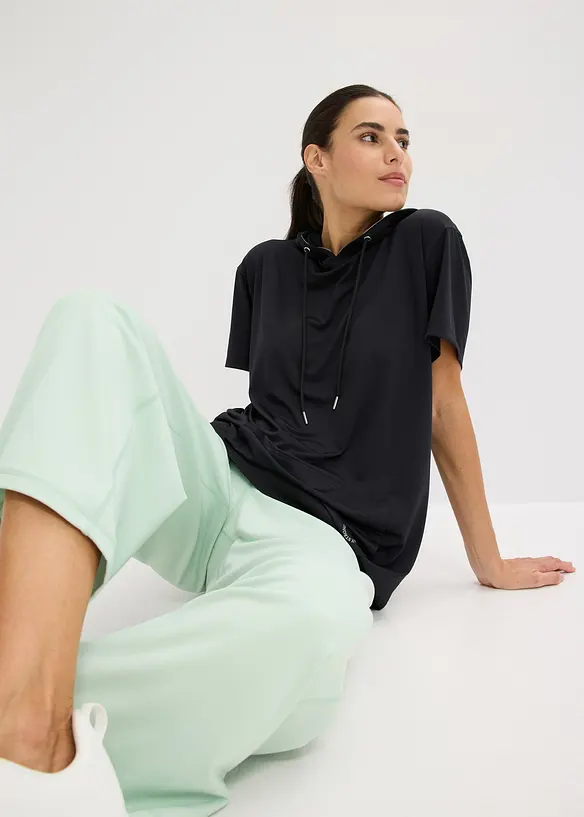 T-shirt oversize per sport con cappuccio, ad asciugatura rapida, bonprix