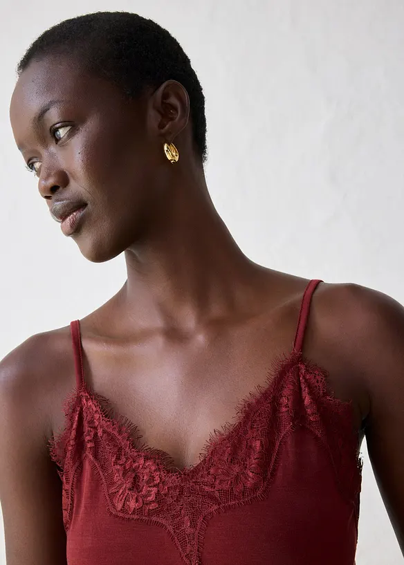Top con lana e pizzo, bonprix