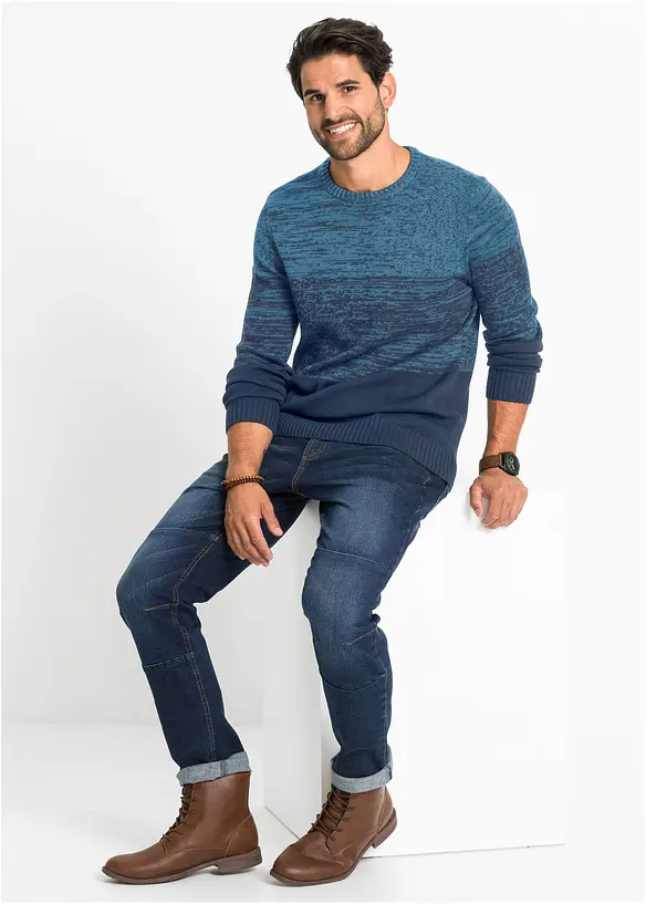 Maglione dalla linea comfort in filato fine misto cotone, bonprix