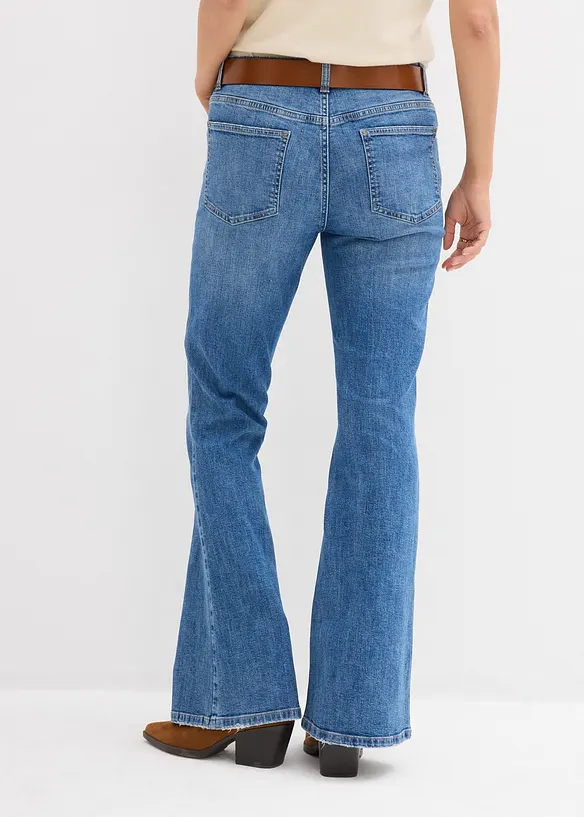 Jeans a zampa, vita media, bonprix