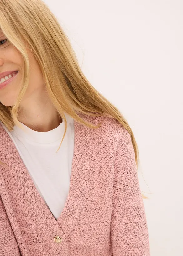 Cardigan melange con bottoni dorati, bonprix