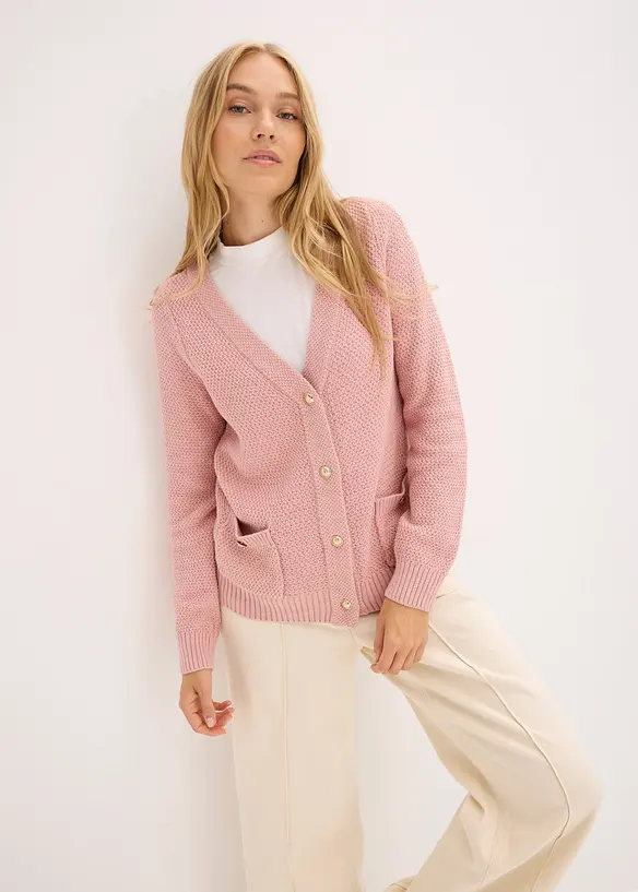 Cardigan melange con bottoni dorati, bonprix