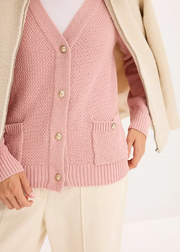 Cardigan melange con bottoni dorati, bonprix