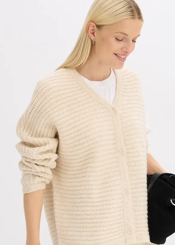 Cardigan in filato grosso di misto lana, bonprix