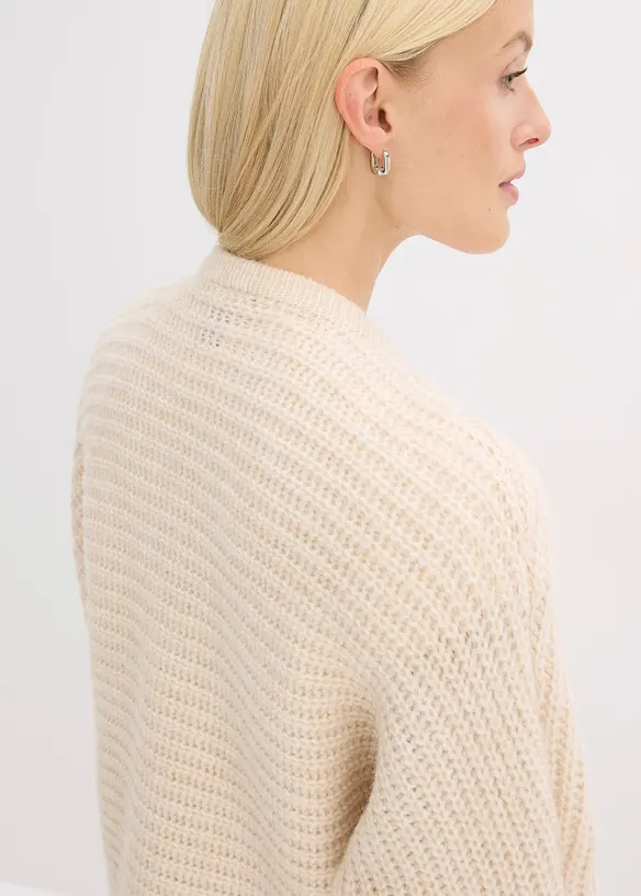 Cardigan in filato grosso di misto lana, bonprix