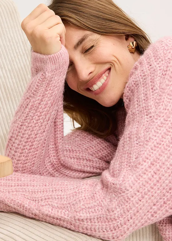 Cardigan in filato grosso di misto lana, bonprix