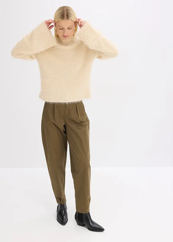 Maglione boxy in filato piumato soffice, bonprix