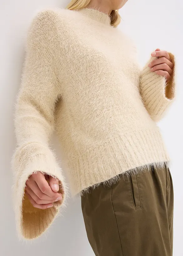 Maglione boxy in filato piumato soffice, bonprix