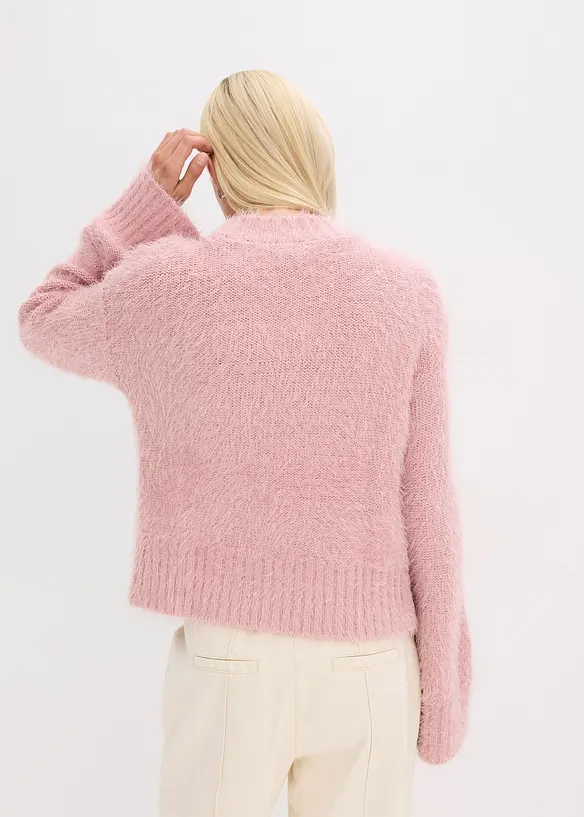 Maglione boxy in filato piumato soffice, bonprix