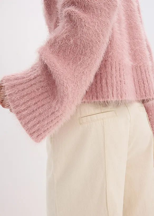 Maglione boxy in filato piumato soffice, bonprix