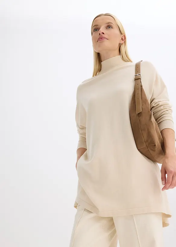 Maglione stile poncho in misto viscosa morbido, bonprix