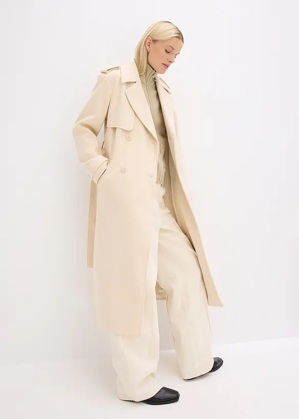 Trench effetto lana, bonprix