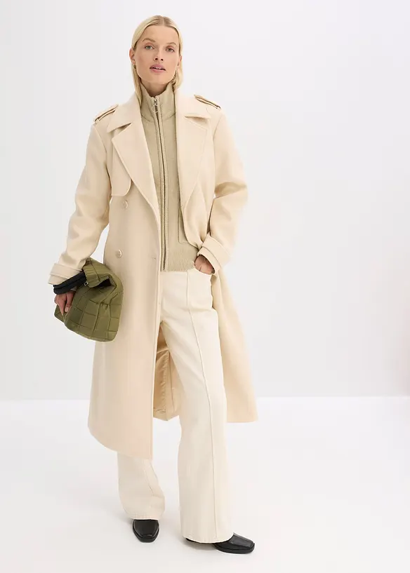 Trench effetto lana, bonprix
