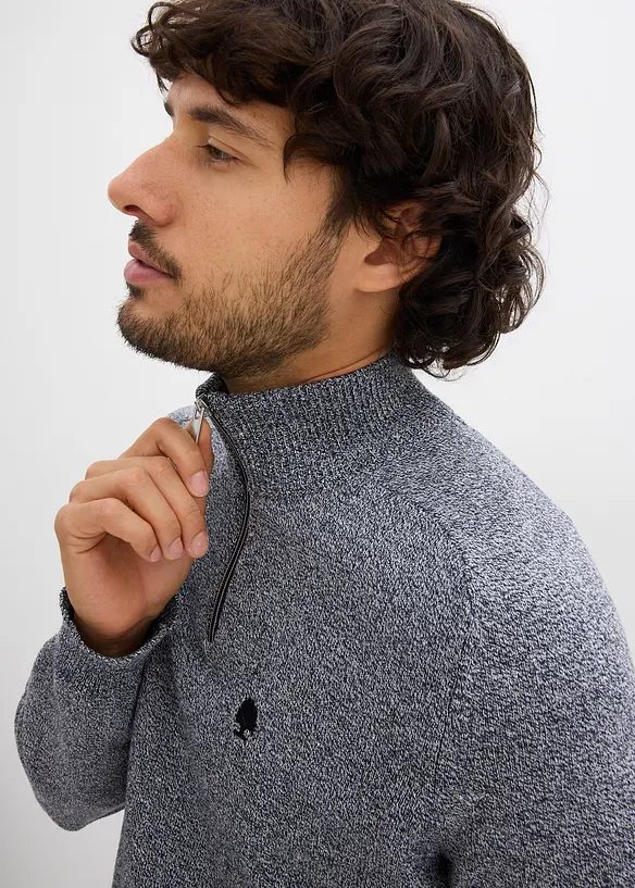Maglione con zip e cotone riciclato, bonprix