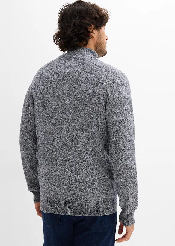 Maglione con zip e cotone riciclato, bonprix