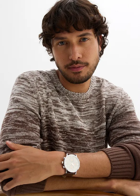 Maglione dalla linea comfort in filato fine misto cotone, bonprix
