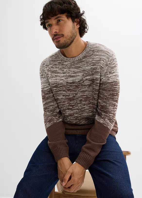 Maglione dalla linea comfort in filato fine misto cotone, bonprix