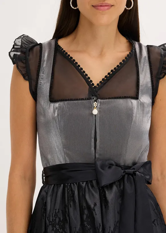 Abito bavarese midi con velluto (set 2 pezzi), bonprix
