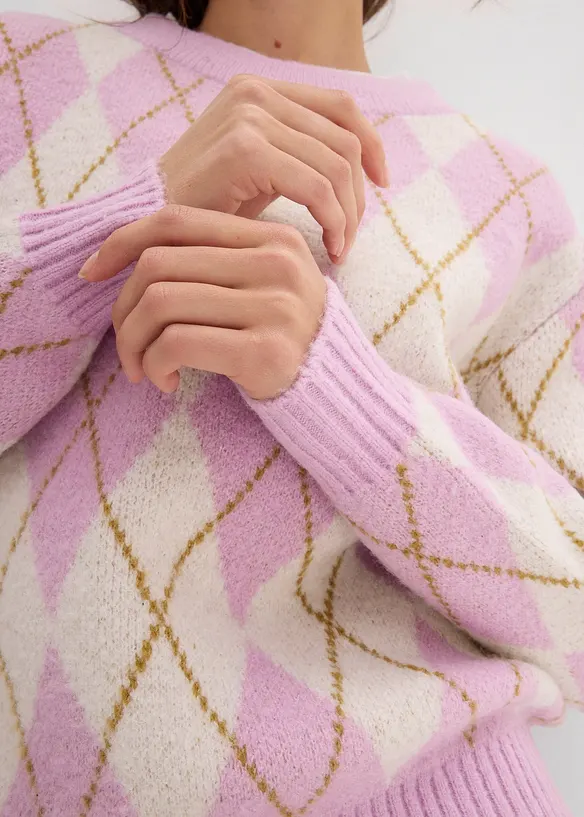 Maglione in filato fine a quadri, bonprix