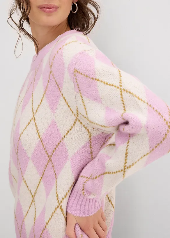 Maglione in filato fine a quadri, bonprix