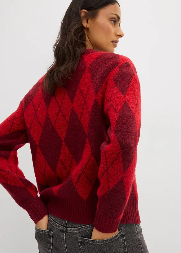 Maglione in filato fine a quadri, bonprix