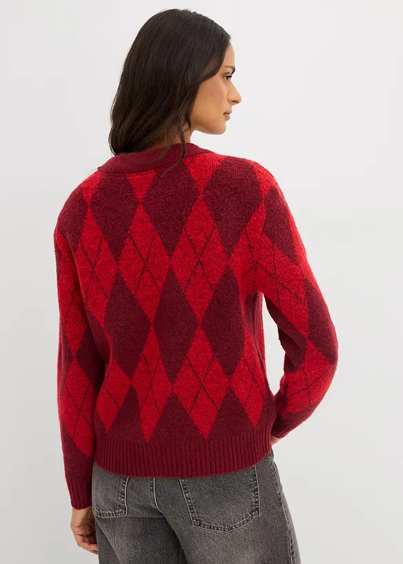 Maglione in filato fine a quadri, bonprix