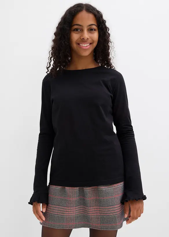 Maglia a maniche lunghe in misto cotone biologico elasticizzato, bonprix