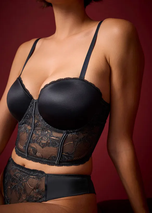 Reggiseno a balconcino con pizzo cigliato ed effetto lucido, bonprix