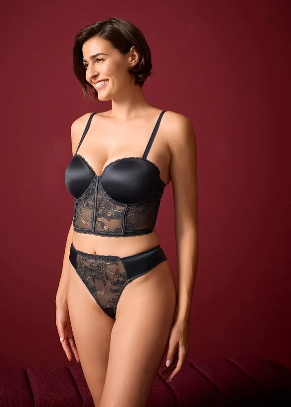 Reggiseno a balconcino con pizzo cigliato ed effetto lucido, bonprix