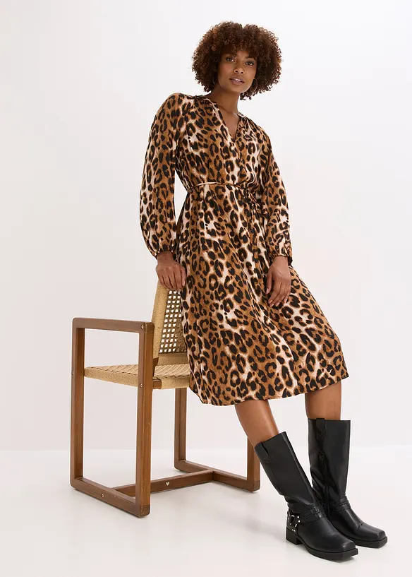 Abito midi in satin fluente, bonprix