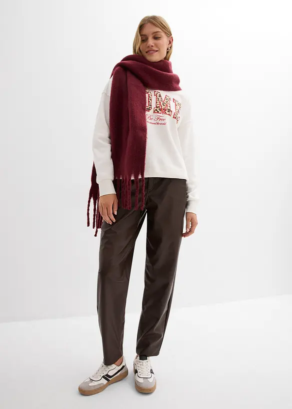 Pantaloni barrel in similpelle, vita media, bonprix