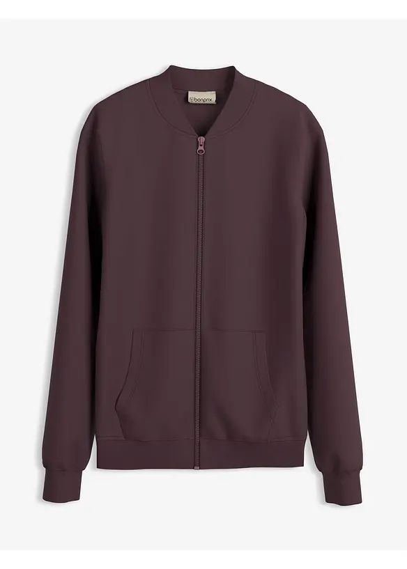 Felpa con zip in tessuto effetto neoprene, bonprix