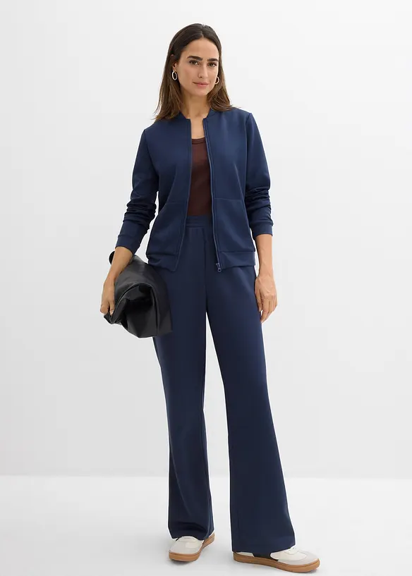 Felpa con zip in tessuto effetto neoprene, bonprix