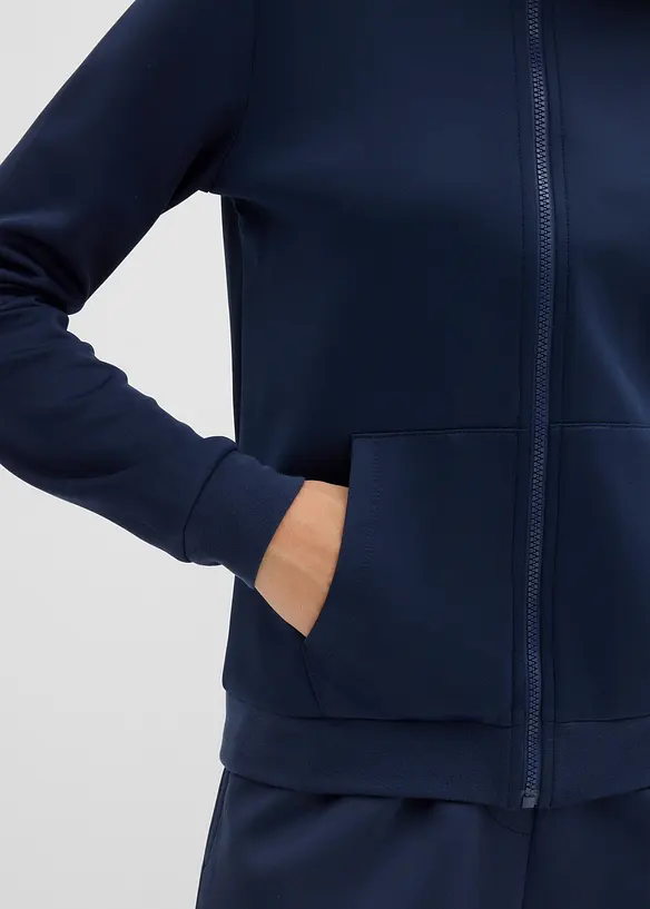 Felpa con zip in tessuto effetto neoprene, bonprix