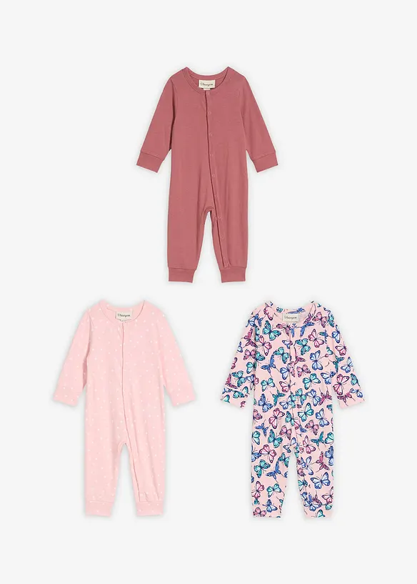Tutina in puro cotone biologico (pacco da 3), bonprix
