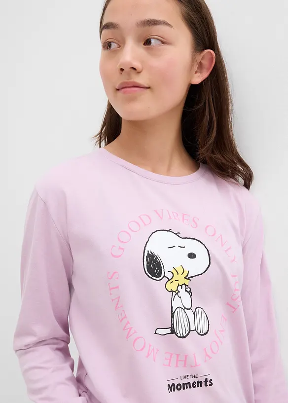Maglia con Snoopy a maniche lunghe in puro cotone, Peanuts