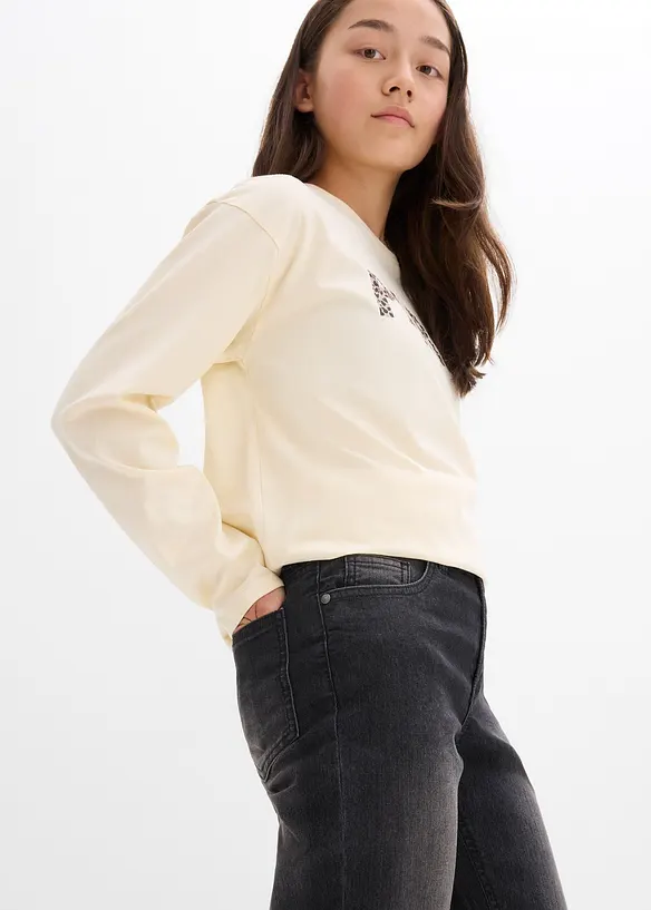 Jeans bootcut, vita media, bonprix