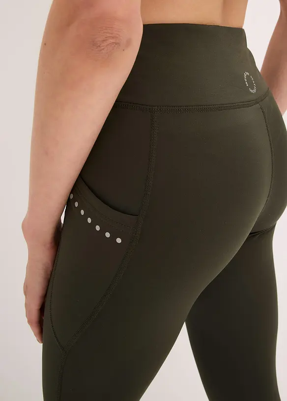 Leggings termici con dettagli riflettenti e tasca per il cellulare, bonprix