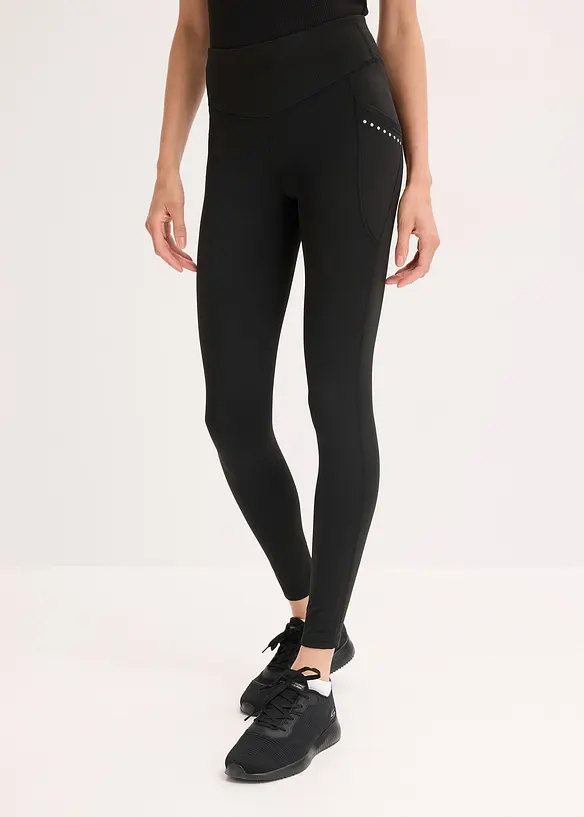 Leggings termici con dettagli riflettenti e tasca per il cellulare, bonprix