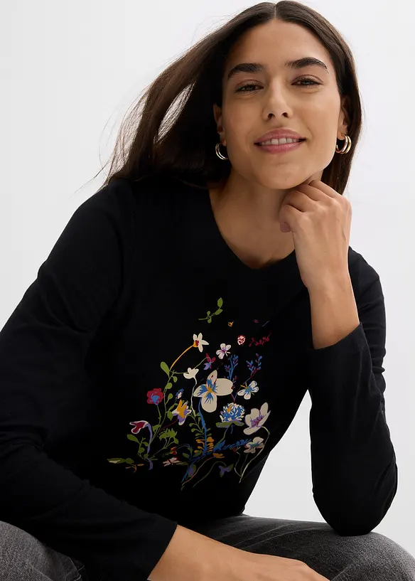 Maglia a maniche lunghe in puro cotone, bonprix