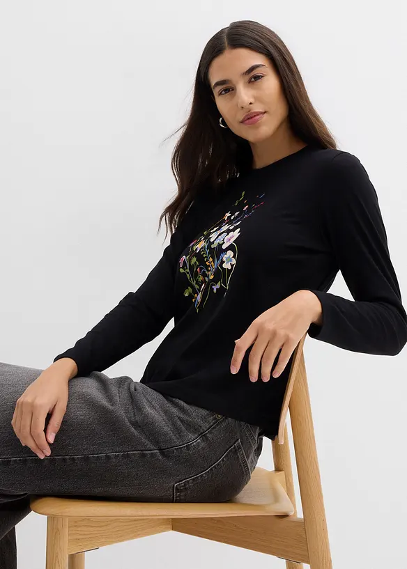 Maglia a maniche lunghe in puro cotone, bonprix