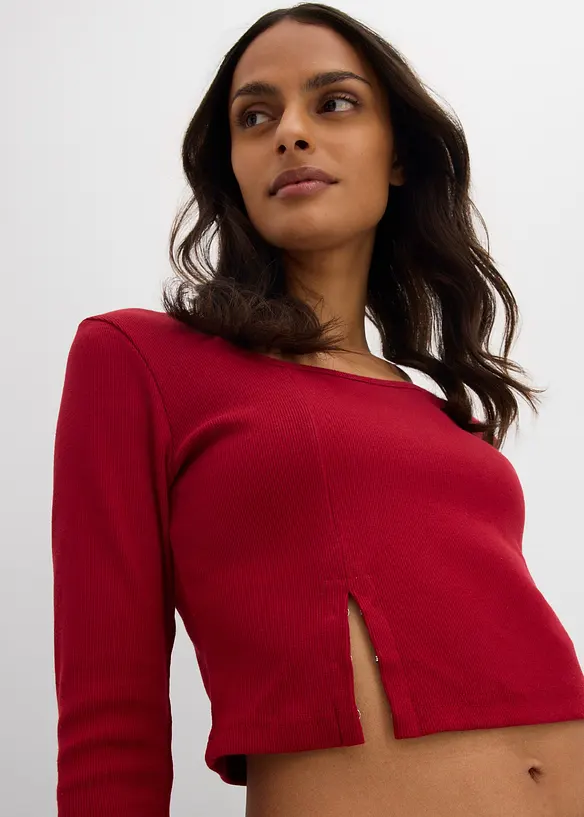 Maglia corta a costine, bonprix