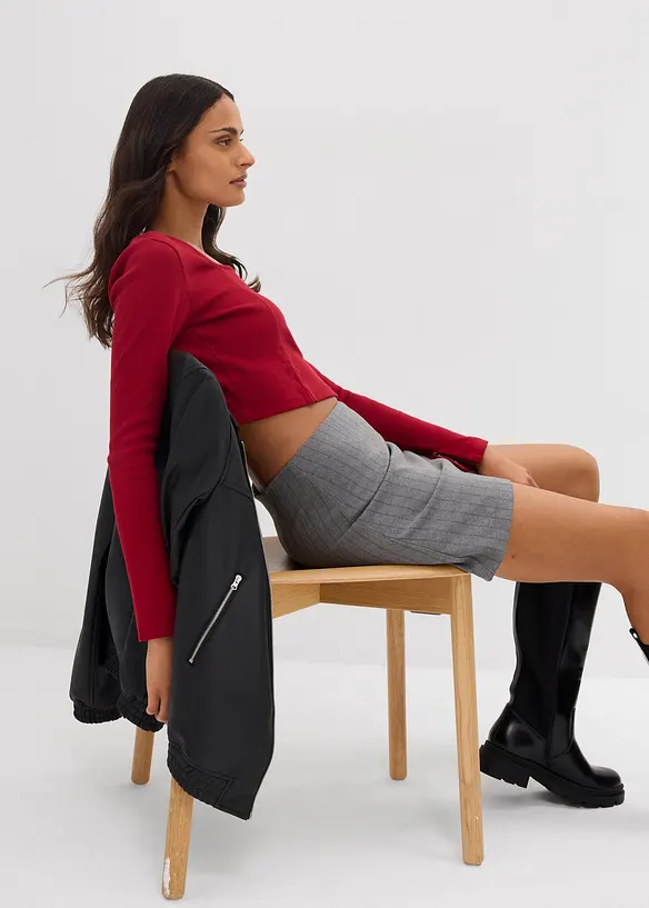 Maglia corta a costine, bonprix