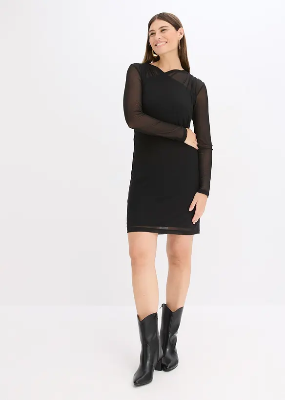 Abito in jersey e mesh, bonprix