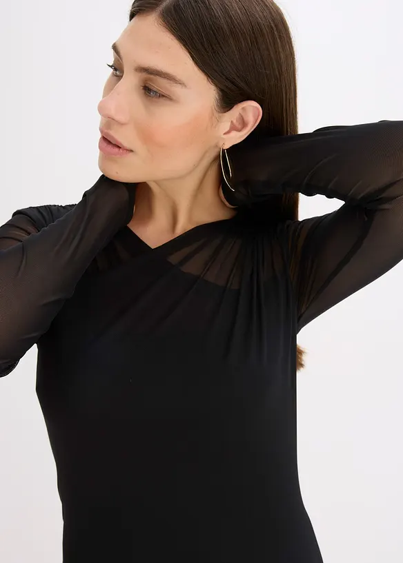 Abito in jersey e mesh, bonprix