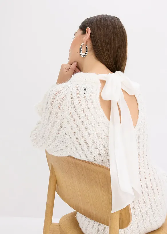 Miniabito in maglia con fiocco in satin, bonprix