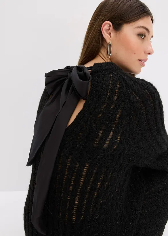 Miniabito in maglia con fiocco in satin, bonprix