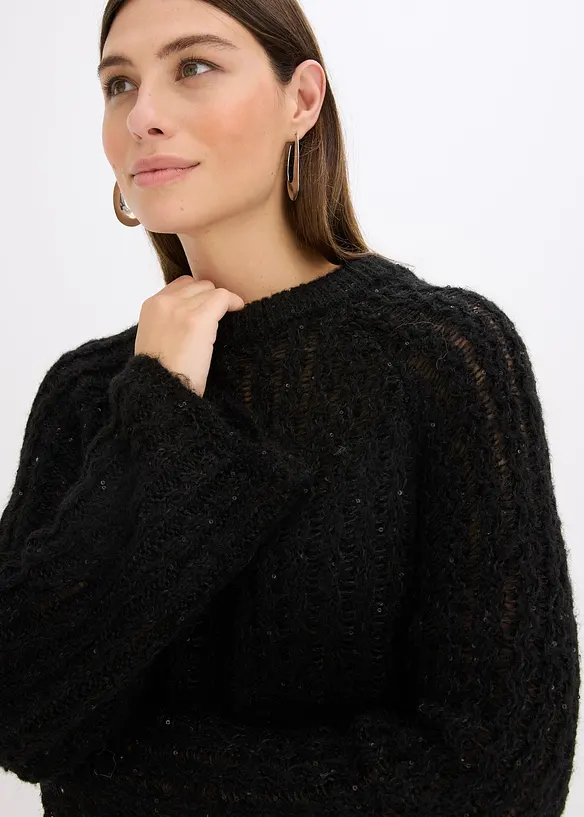 Miniabito in maglia con fiocco in satin, bonprix