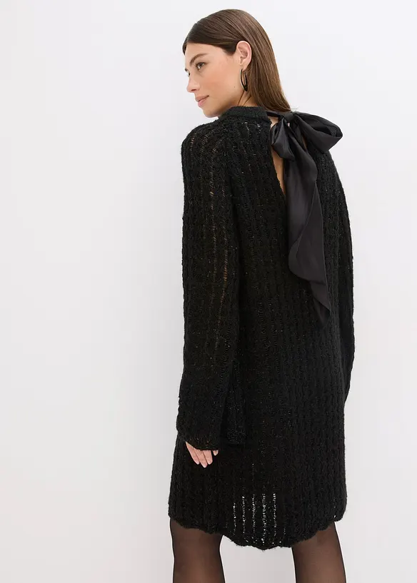 Miniabito in maglia con fiocco in satin, bonprix